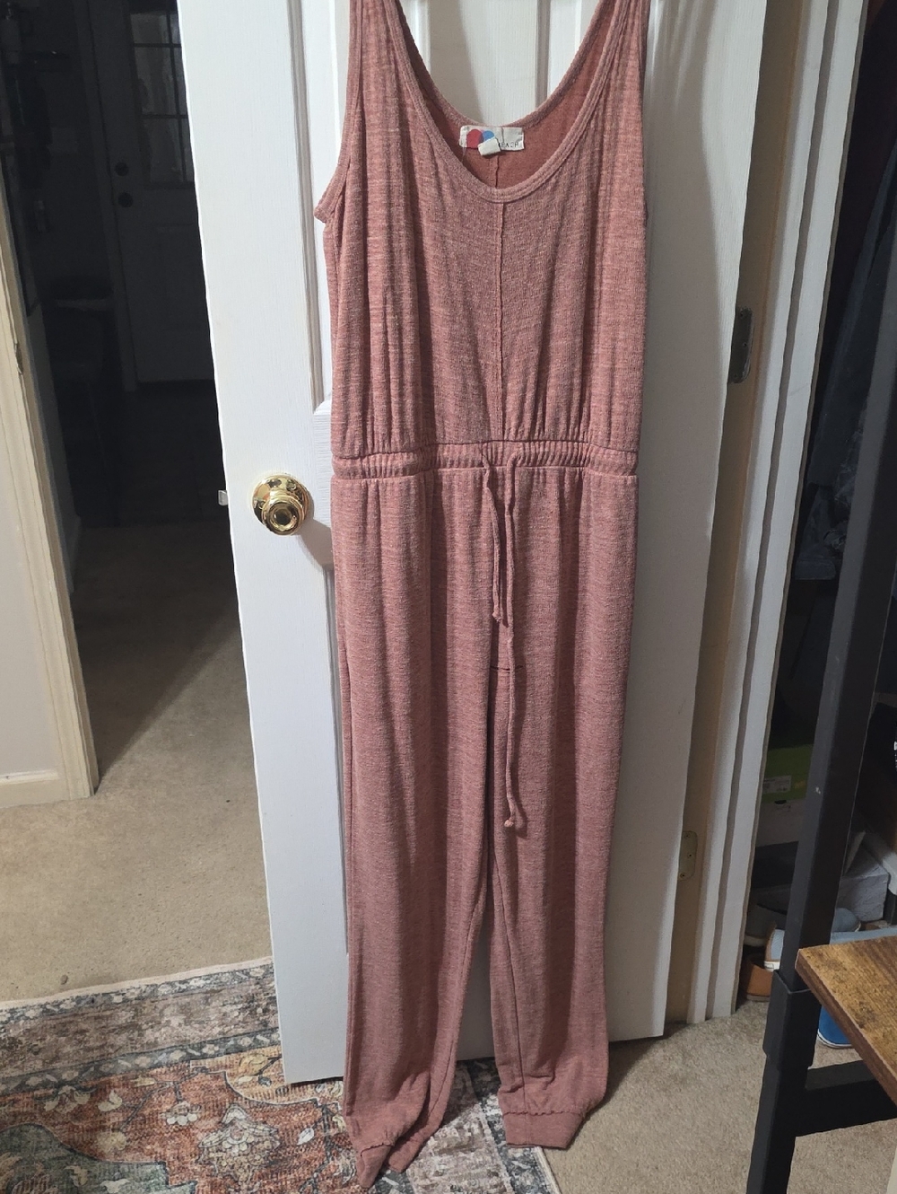 Sleeveless Rose Jersey Drawstring Jumpsuit